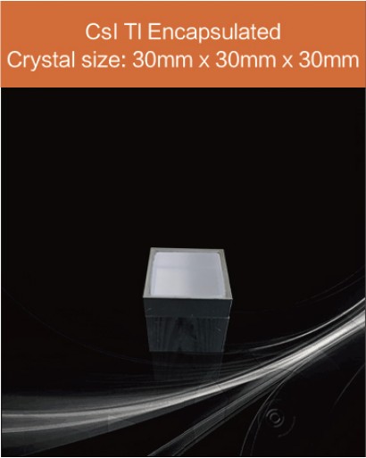 CsI Tl scintillator, CsI Tl crystal, CsI Tl scintillation crystal, Thallium doped cesium iodide crystal, 30mm x 30mm x 30mm encapsulated